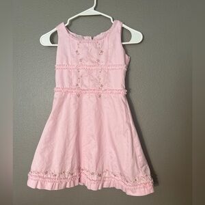 American Girl Petal Pink Floral Embroidered Ruffle Dress Girl Sz 7 Easter Retire